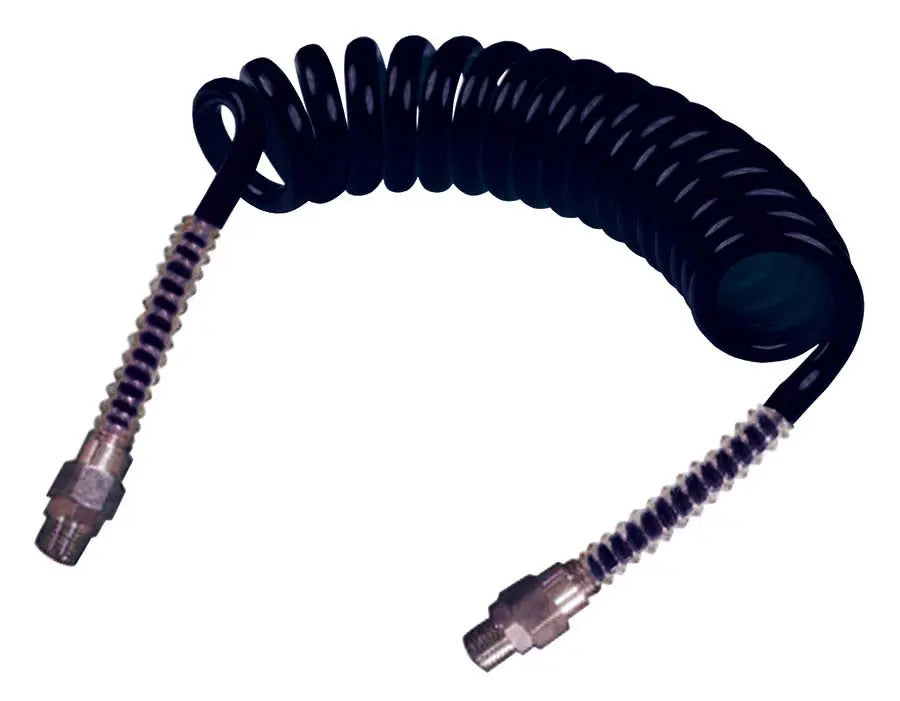 10MM X 6.5MM PU RECOIL 5M W/L BLACK C/W 1/4" BSPT MALE E/E CDC Pneumatics