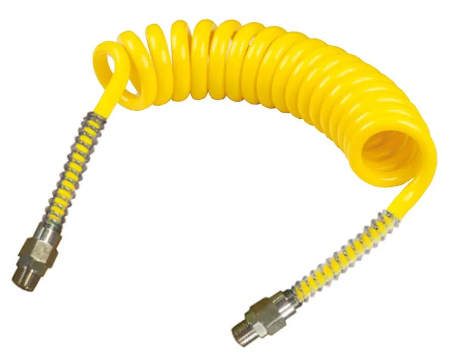 7.5m W/L YELLOW PU RECOIL 8mm x 5mm C/W 1/4" BSPTM E/E CDC Pneumatics