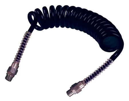 8MM X 5MM PU RECOIL 5M W/L BLACK C/W 1/4" BSPT MALE E/E CDC Pneumatics