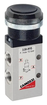 MANUAL VALVE PUSH BUTTON TYPE 3/2 NC 1/8"PORT RED - AK Valves Ltd