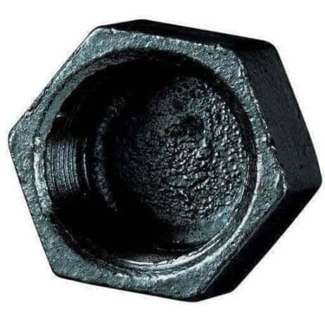Black Malleable Iron Hexagon Female Cap - AK Valves Ltd