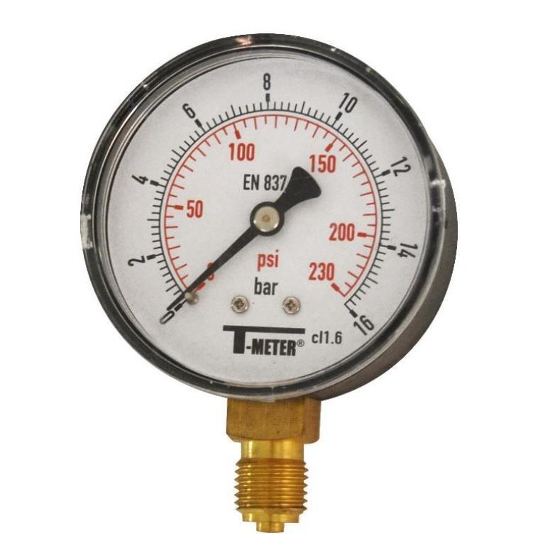 Dry Pressure Gauge 63mm Dial 1/4" BSPT Bottom - AK Valves Ltd
