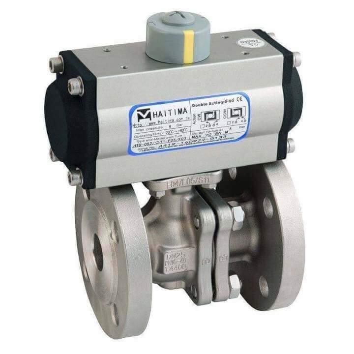 PN16 Stainless Steel Ball Valve complete with Haitima Double Acting Actuator - AK Valves Ltd
